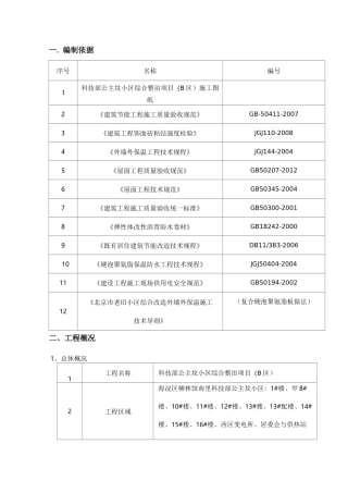 屋面施工组织设计(老旧小区改造项目)