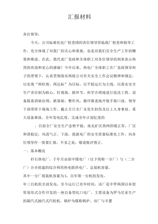 质量标准化达标汇报材料