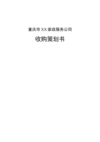 公司收购项目策划书