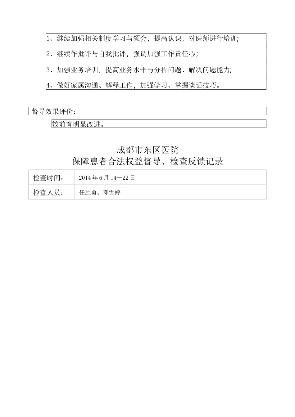 保障患者合法权益督导记录_第2页