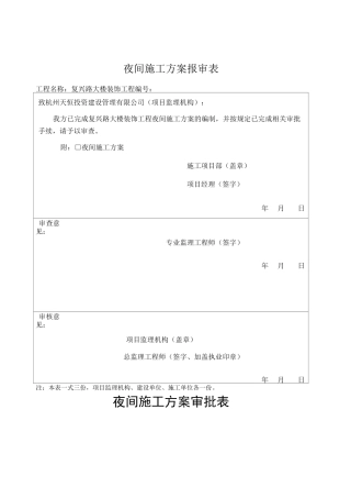 夜间施工情况说明