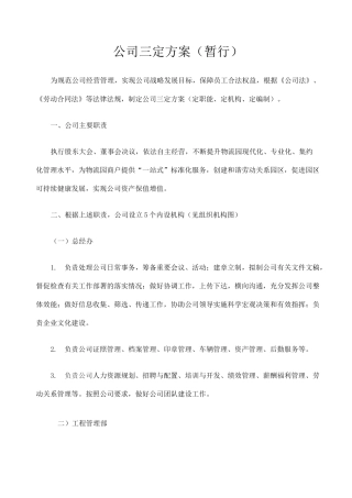公司三定方案