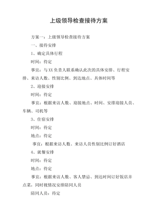 上级领导检查接待方案