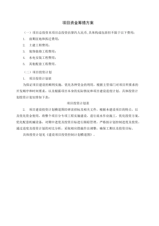 项目资金筹措方案样板 