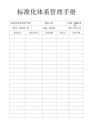 标准化体系管理手册范本