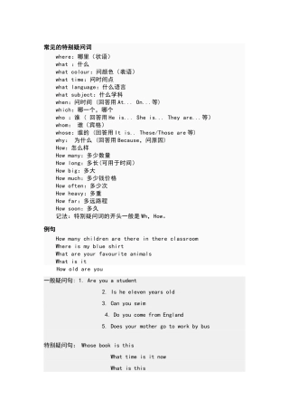 常见的特殊疑问词