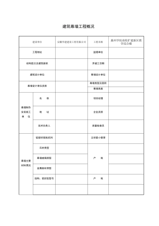 幕墙全套检验批资料