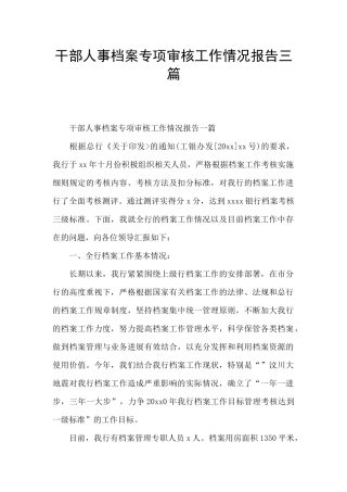 干部人事档案专项审核工作情况报告三篇