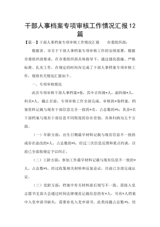 干部人事档案专项审核工作情况汇报12篇