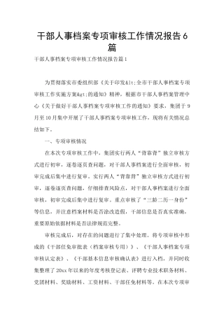 干部人事档案专项审核工作情况报告6篇