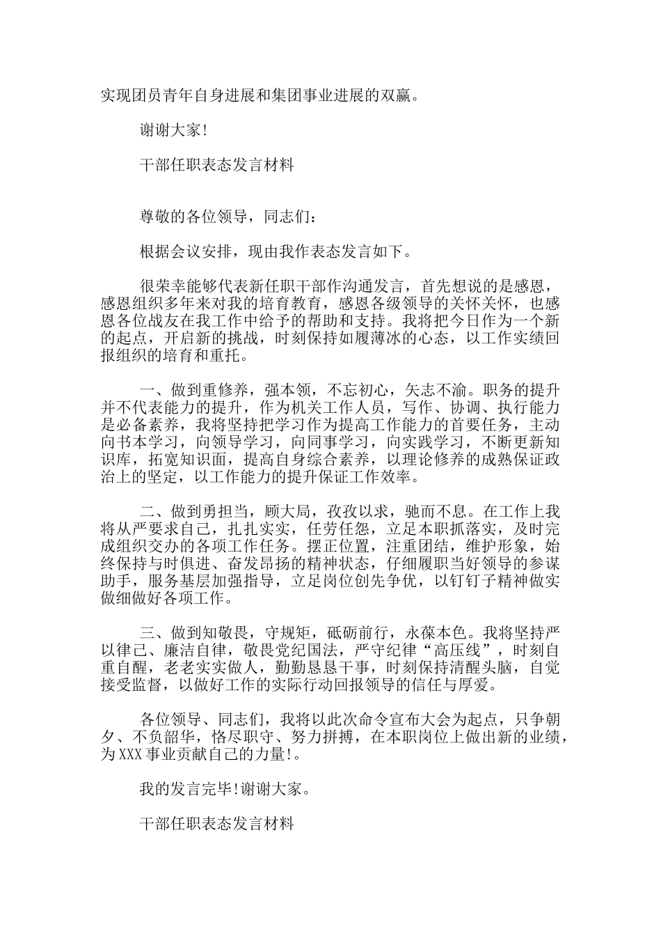 干部任职表态发言材料_第2页