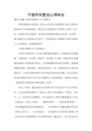 干部作风整治心得体会