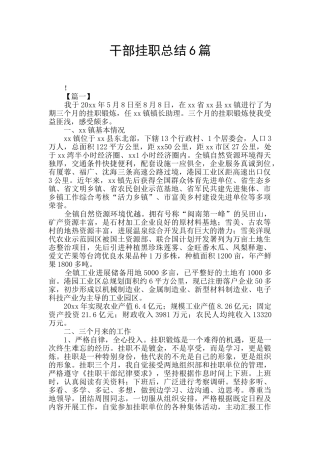 干部挂职总结6篇