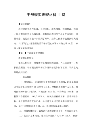 干部现实表现材料11篇