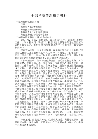 干部考察情况报告材料