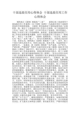 干部选拔任用心得体会