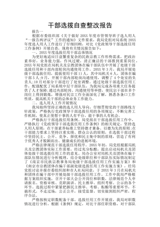 干部选拨自查整改报告