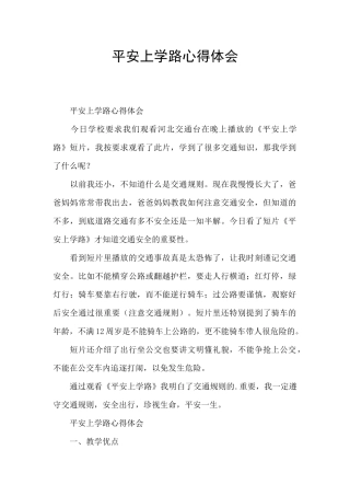 平安上学路心得体会