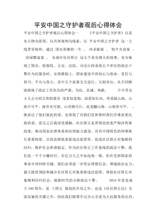 平安中国之守护者观后心得体会