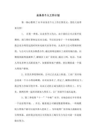 年业务员个人工作计划