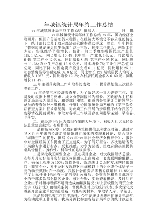 年城镇统计局年终工作总结