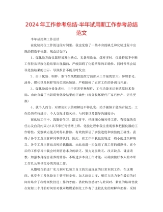 年工作参考总结半年试用期工作参考总结范文