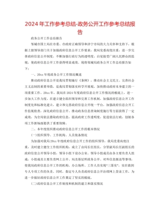 年工作参考总结政务公开工作参考总结报告