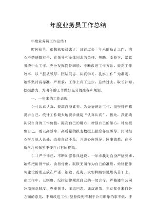 年度业务员工作总结