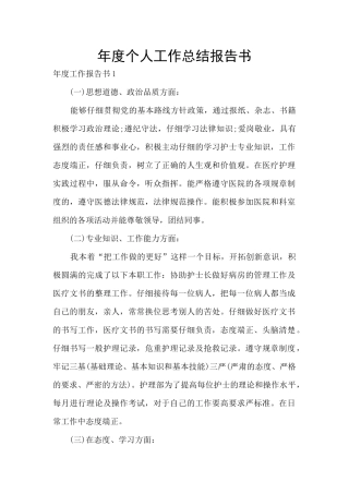 年度个人工作总结报告书
