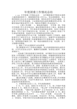 年度团委工作情况总结