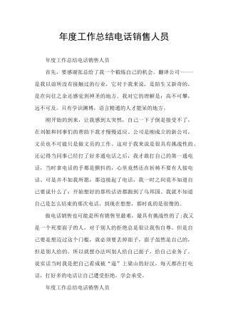 年度工作总结电话销售人员