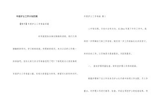 年度护士工作计划四篇