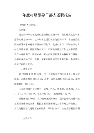 年度村级领导干部人述职报告