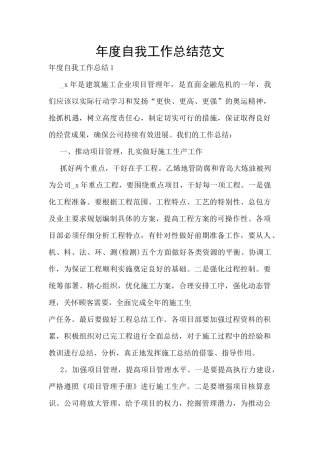 年度自我工作总结范文
