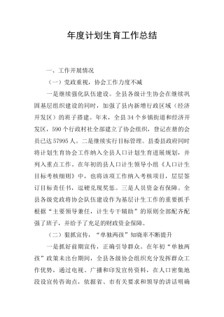 年度计划生育工作总结