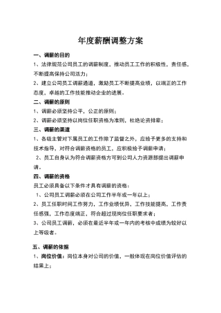 年度调薪方案