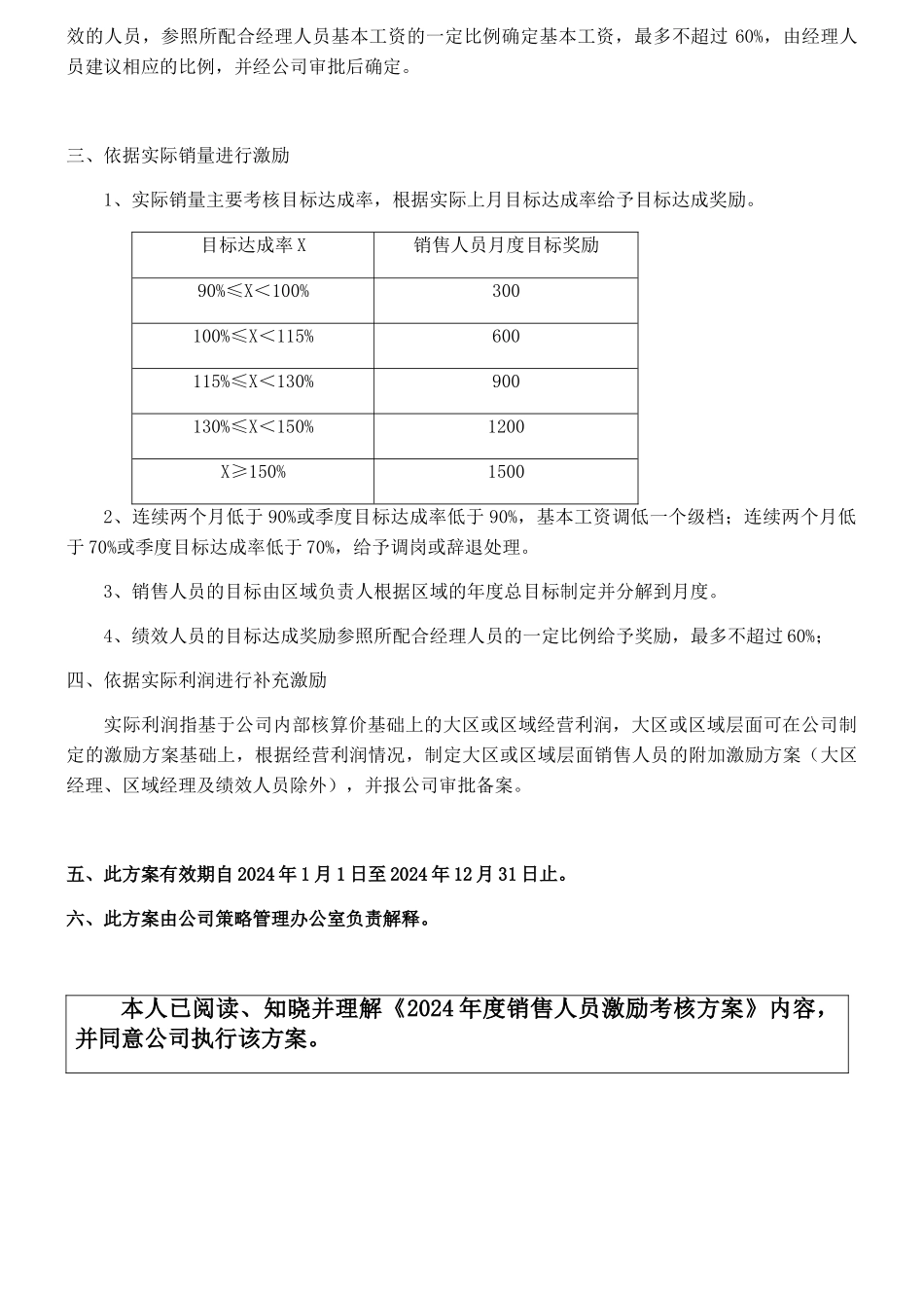 年度销售人员激励考核方案修订版_第2页