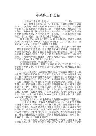 年某乡工作总结