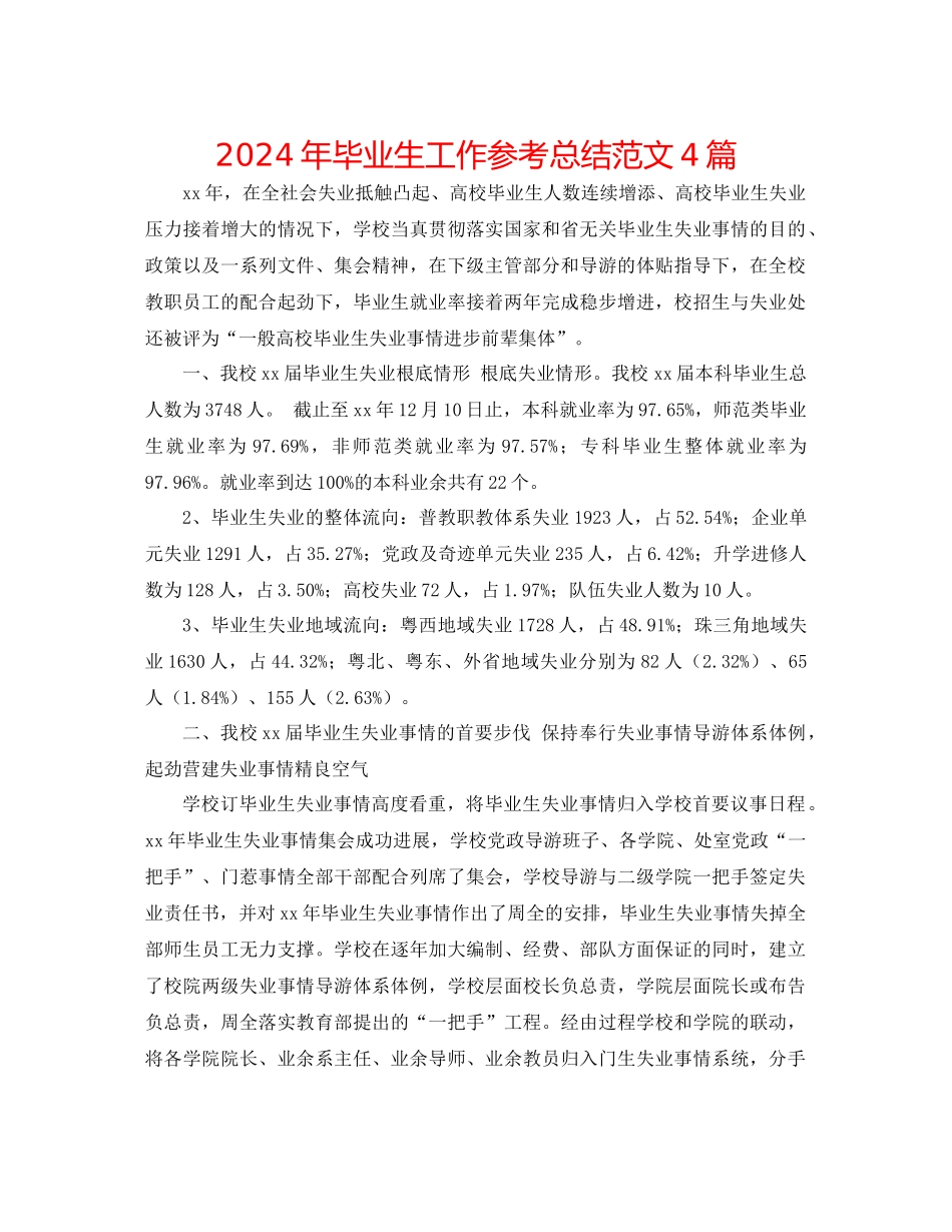 年毕业生工作参考总结范文4篇_第1页