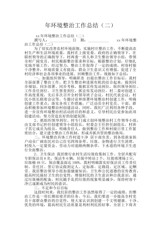 年环境整治工作总结(二)