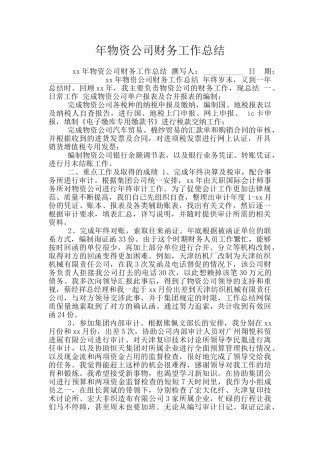 年物资公司财务工作总结