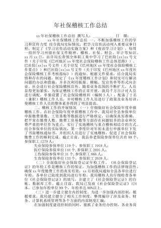 年社保稽核工作总结