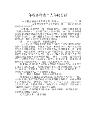 年税务稽查个人年终总结