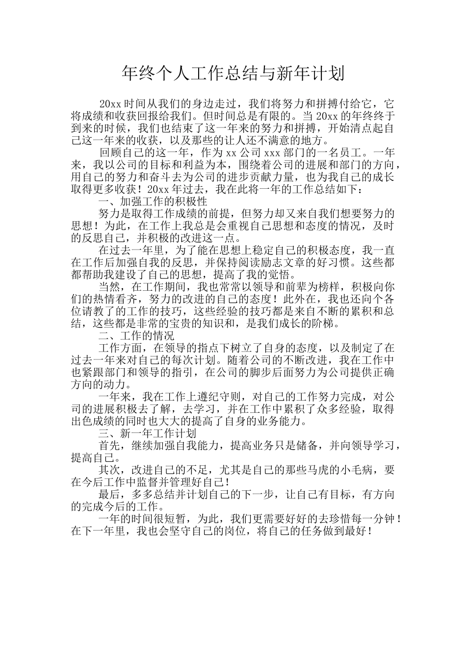 年终个人工作总结与新年计划_第1页