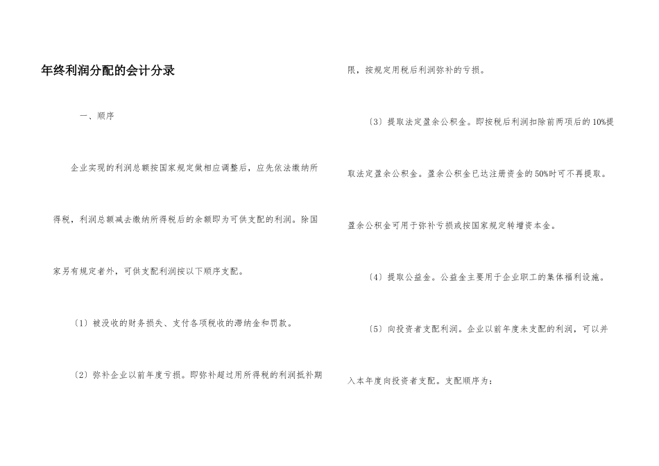 年终利润分配的会计分录_第1页