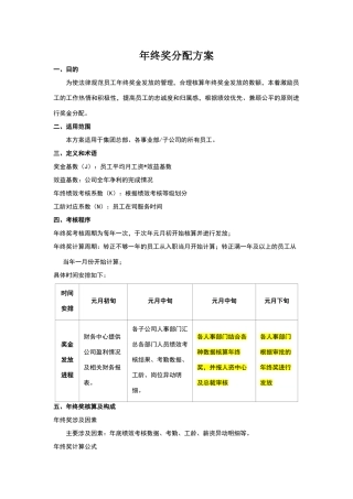 年终奖分配方案