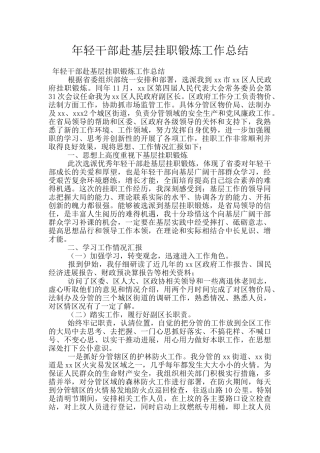 年轻干部赴基层挂职锻炼工作总结