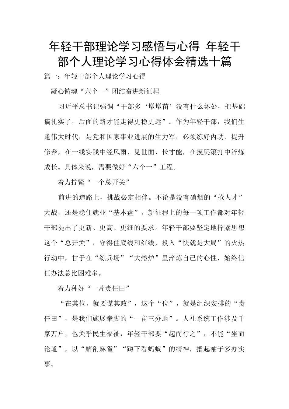 年轻干部理论学习感悟与心得_第1页