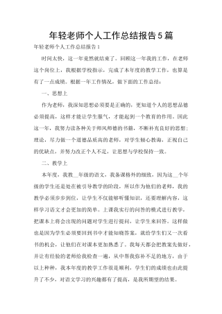 年轻教师个人工作总结报告5篇