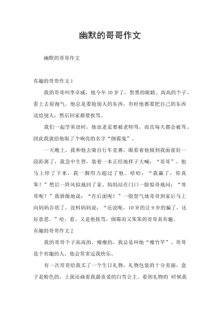 幽默的哥哥作文